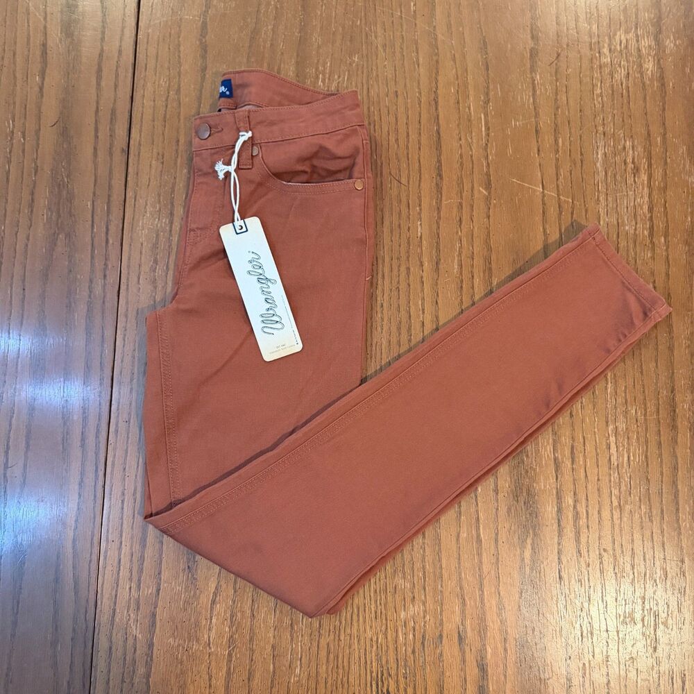 NWT Wrangler Patch Skinny Jeans Rust Orange Stretch Mid Rise Pants Cotton 5x31